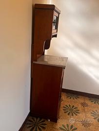 Raro Comodino da Notte Antico con Piano in Marmo