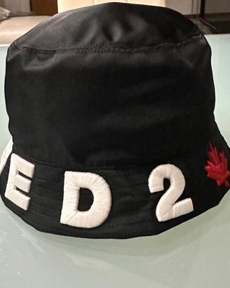 DSQUARED2 Bucket Hat Cappello Nero D2 Taglia M