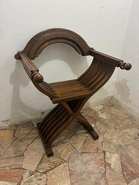 Sedia Savonarola in Legno Massello Stile Dantesco
