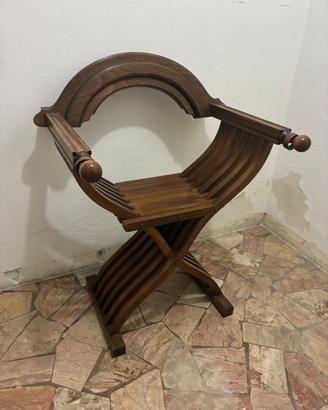 Sedia Savonarola in Legno Massello Stile Dantesco