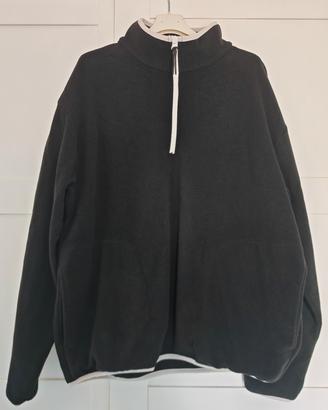 Felpa in Pile ASOS Design Mezza Zip Nero Uomo M