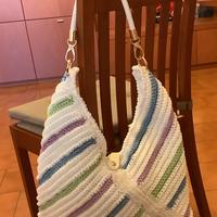 Borsa a righe colorate nuova fatta a mano