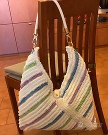 Borsa a righe colorate nuova fatta a mano