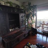 credenza e cassapanca antica bretone  'lit clos'