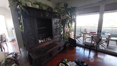 credenza e cassapanca antica bretone  'lit clos'