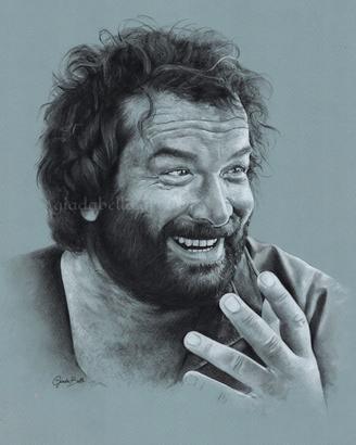 Ritratto Bud Spencer, disegnato a mano. A3