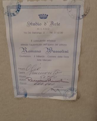 QUADRO ROMANO MUSSOLINI CERTIFICATO 