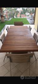 tavolo e sedie da esterno in Teak