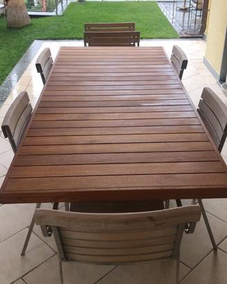 tavolo e sedie da esterno in Teak