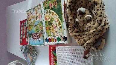 Gioco dell'oca, chiodini, zaino ghepardo