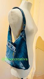 BORSA NUOVA IN JEANS FATTA A MANO. PEZZO UNICO
