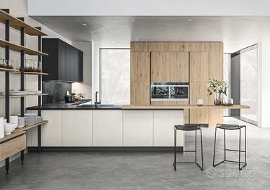 Cucina con Penisola e Doppia Colonna – L.7280 mm