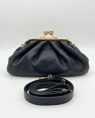 Borsa pouch a scatto in vera pelle
