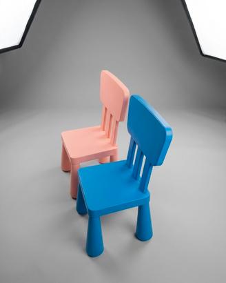 Coppia Sedie per Bambini IKEA Mammut – Blu e Rosa