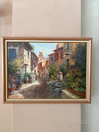Dipinto olio su tela Borgo Italiano