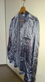 Camicia da notte in raso grigio e pois magenta