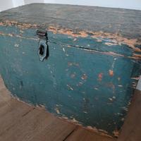 Cassa baule militare verde manici corda vintage