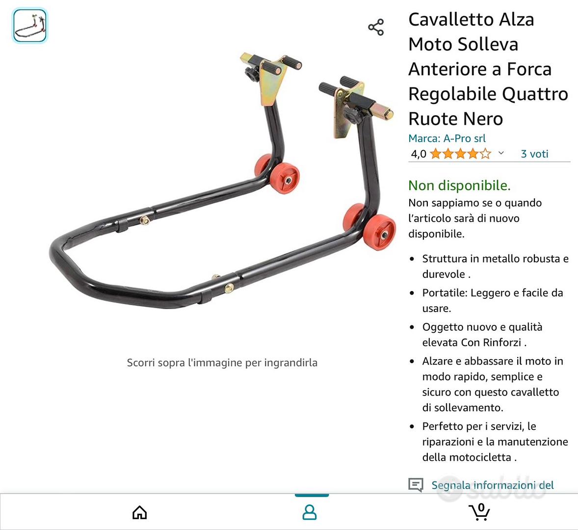 Abbigliamento Moto e Accessori - Cavalletto Alza Solleva Moto Cross Motard  Scooter Vespa Universale Centrale Nero