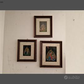 set 3 quadri colore noce