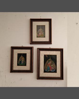 set 3 quadri colore noce