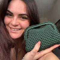 Borsa clutch verde scuro uncinetto cotone