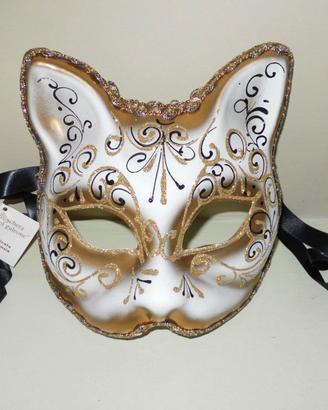 Maschera Carnevale "Gatto" Originale Veneziana New