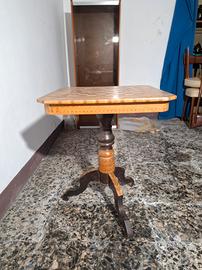 tavolo da gioco scacchi vintage legno intarsiato