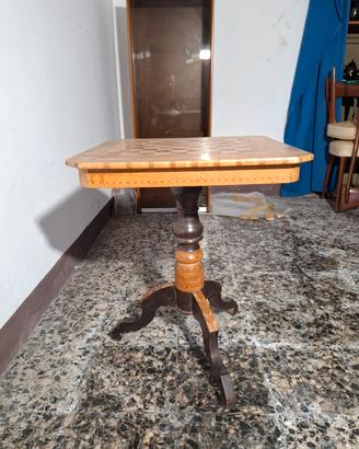 tavolo da gioco scacchi vintage legno intarsiato