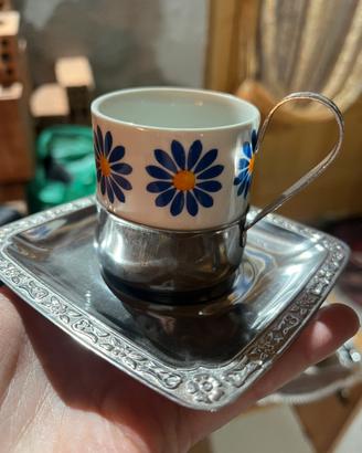 Set 5 tazzine vintage margherita con piattino