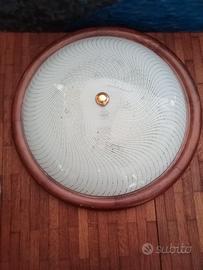 plafoniera  grande con  bordo in legno 