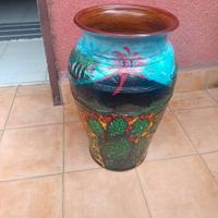 portaombrelli in cotto, dipinto a mano