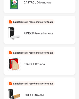 ricambi per tagliando auto