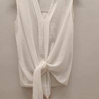 🪷 Blusa smanicata stile camicia con fiocco Tg. S 