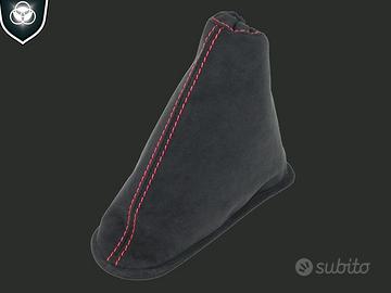 Cuffia freno mano 595 Abarth alcantara filo rosso