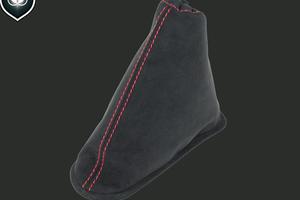 Cuffia freno mano 595 Abarth alcantara filo rosso