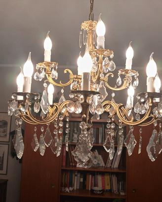 lampadario di pregio, a gocce, vintage, restaurato