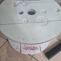 Tavolino bobina shabby legno