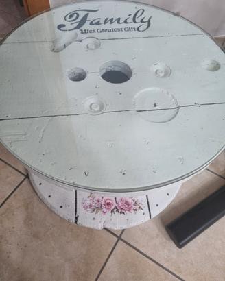 Tavolino bobina shabby legno