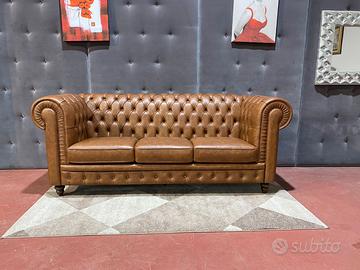 Chesterfield divano sofa 3 posti in pelle vintage