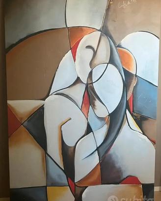 Quadro con telaio "Donna Sognante Astratta"