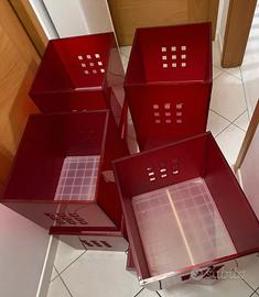 cubi Lekman per Kallax Ikea (3 rossi + 1 bianco) 