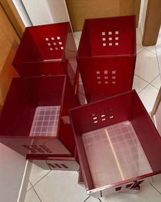 cubi Lekman per Kallax Ikea (3 rossi + 1 bianco) 