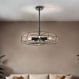 Lampada da soffitto in metallo retrò in nero 5x E2