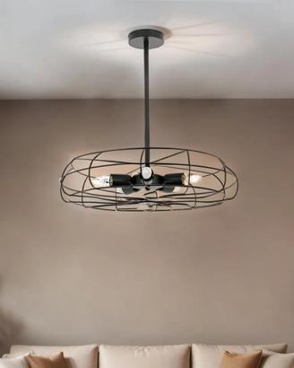 Lampada da soffitto in metallo retrò in nero 5x E2