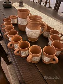 Set 18 bicchieri in ceramica + 2 brocche