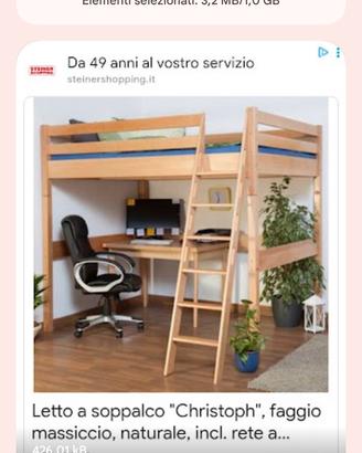 letto a soppalco una piazza e mezza