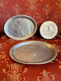 Antico porta ostie 2 piattini cofanetto Eucarestia