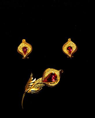 Parure orecchini e spilla