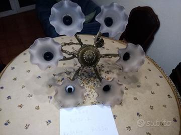 Lampadario OTTONE massiccio artigianale del 1980