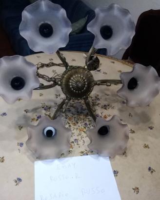 Lampadario OTTONE massiccio artigianale del 1980